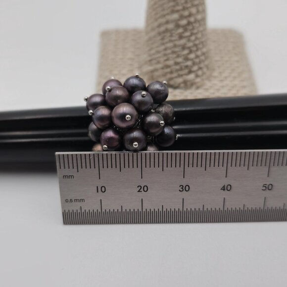 Size 6.25 Sterling Silver Cluster Of Genuine Pearls Open Ring A2197 - Picture 9 of 10